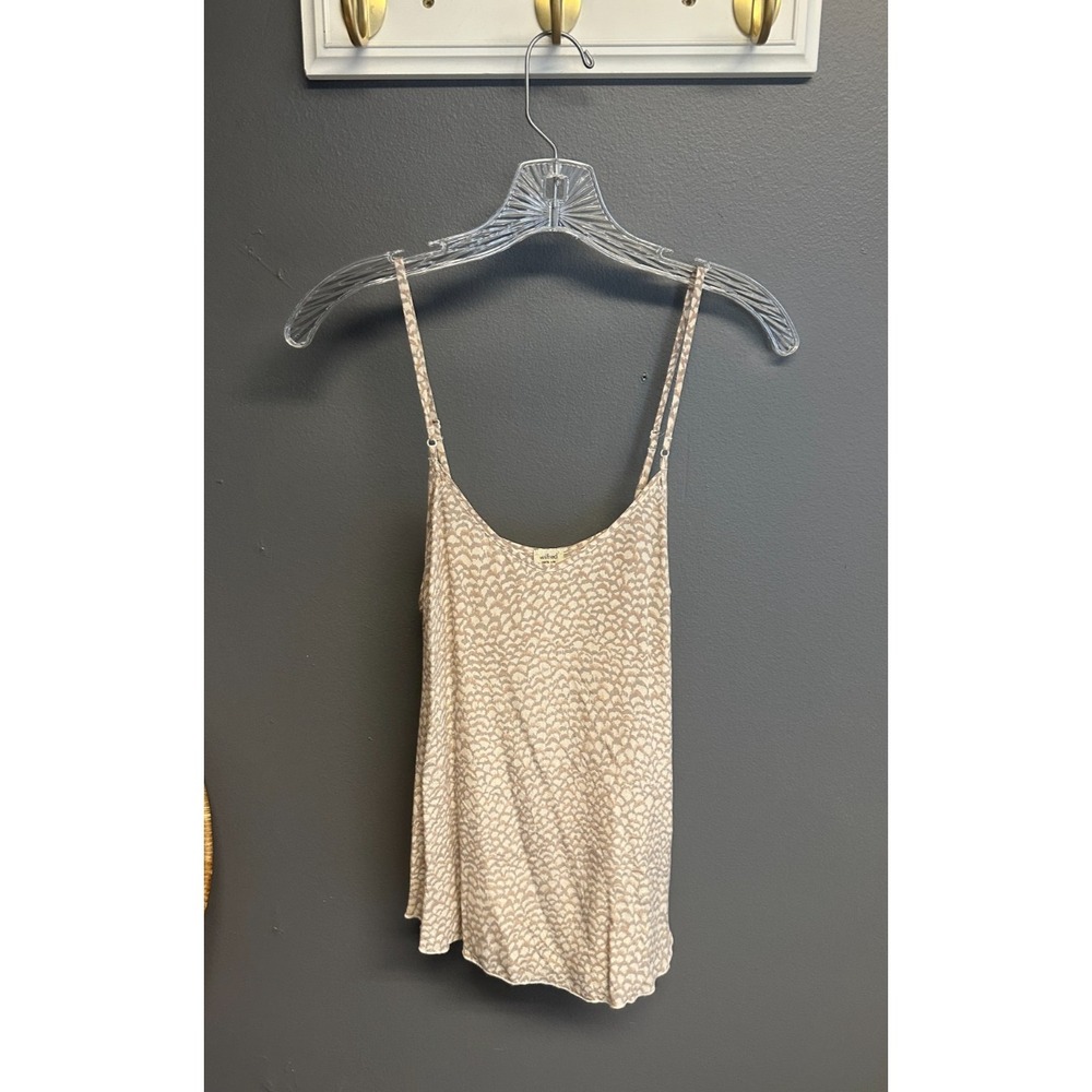 Aritzia Wilfred 100% Silk Camisole Tank Sz XS Tan Pattern Minimalist Luxury Top